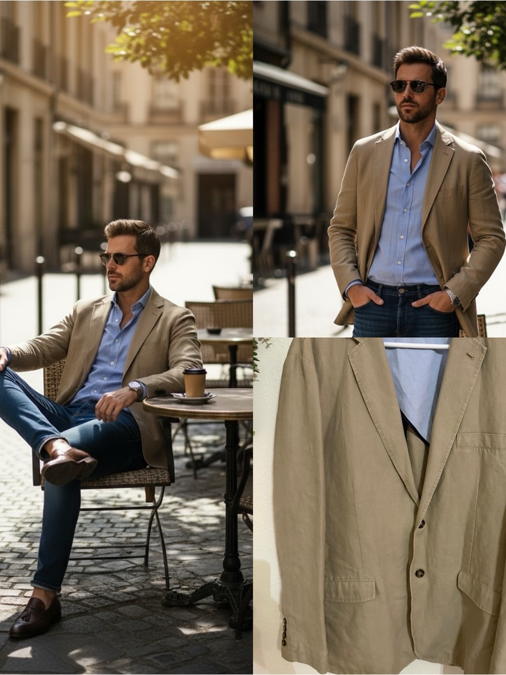 Daniel Cremieux Signature Collection Linen Blend Blazer Jacket XL Tan Khaki